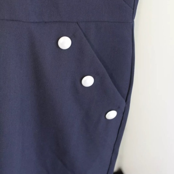 NWT Ann Taylor Loft Plus Navy Flounce Hem Dress - Picture 4 of 8